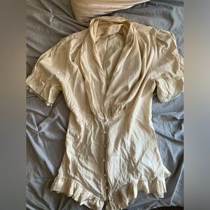 Scarlet Darkness Lace Up Back Button Front Corset Top Lace Details Frills Pirate